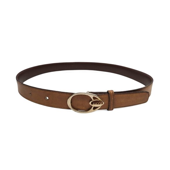 Vintage Gucci Leather Belt Oval Logo Brass Buckle - Picture 10 of 10